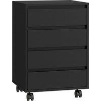 HOMCOM Four-Drawer Office Filing Cabinet, with Wheels - Black