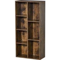 HOMCOM Bookcase Industrial Bookshelf Free Standing Display Cabinet Cube Storage Unit for Home Office Living Room Study Rustic Brown Aosom UK