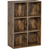 HOMCOM Open Shelves Unit Solid Wood Bookcase with 3-Shelf, Anti-toppling Device, Rustic Brown Aosom UK