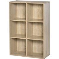 HOMCOM Six-Cube Bookcase - Oak Wood Effect Aosom UK
