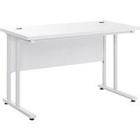 HOMCOM Writing Desk, Computer Table with 2 Cable Management Holes, C Shaped Metal Legs for Adults, Office Desk, White Aosom UK