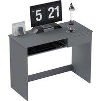 HOMCOM Compact Computer Desk with Keyboard Tray, Home Office Desk with Drawer for Bedroom Study, Grey