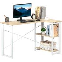 HOMCOM Folding L-Shaped Computer Desk, Oak Tone Corner Home Office Study Workstation with 2 Shelves Aosom UK