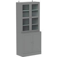 HOMCOM Double Storage Display Cabinet - Grey