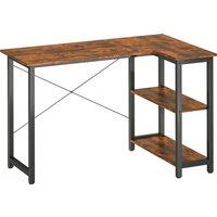 HOMCOM L Shaped Desk, Corner Computer Desk with Bookshelf for Home Office, Study Room, Workstation, 120 x 73.2 x 75cm, Rustic Brown