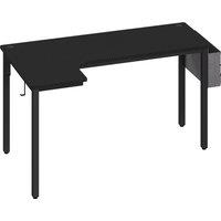 HOMCOM L-Shaped Computer Gaming Desk with Fabric Bag, Hooks and Cable Management, 145 x 81 x 76cm - Black