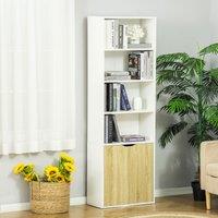 HOMCOM 2 Door 4 Shelves Tall Bookcase Modern Storage Cupboard Display Unit for Living Room Study Office Furniture White and Oak Aosom UK
