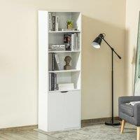 HOMCOM 2 Door 4 Shelves Tall Bookcase Modern Storage Cupboard Display Unit for Living Room Study Bedroom Home Office Furniture White Aosom UK