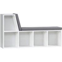 HOMCOM Bookcase Storage Shelf with Cushioned Reading Seat, Bookshelf Storage Cabinet for Study Living Room, White