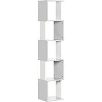 HOMCOM Modern 5-Tier Bookshelf, Freestanding Bookcase Storage Shelving for Living Room Home Office Study, Light Grey Aosom UK