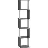 HOMCOM Modern 5-Tier Bookshelf, Freestanding Bookcase Storage Shelving for Living Room Home Office Study, Dark Grey Aosom UK