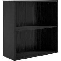 HOMCOM Low Bookcase with Adjustable Shelf, 2 Compartments, 2 Tier Bookshelf for Home Office, Living Room, Study, Black Aosom UK