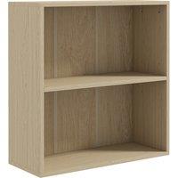 HOMCOM Low Bookcase with Adjustable Shelf, 2 Compartments, 2 Tier Bookshelf for Home Office, Living Room, Study, Natural Aosom UK