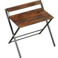 HOMCOM Compact Folding Desk for Small Spaces with Storage Shelf for Home Office, Rustic Brown