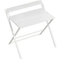 HOMCOM Compact Folding Desk for Small Spaces with Storage Shelf for Home Office, White