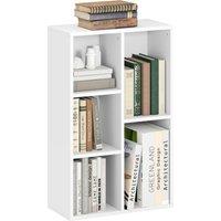 HOMCOM 2-Tier Bookshelf with 5 Compartments - White