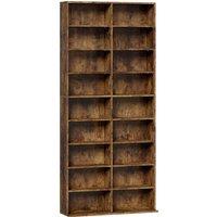 HOMCOM 640 CD Storage Tower - Rustic Brown