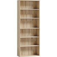 HOMCOM Freestanding Bookcase, 6 Tier Bookshelf with Adjustable Shelves for Living Room, Study, Oak