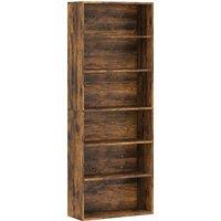 HOMCOM Six Shelf Bookcase - Rustic Brown