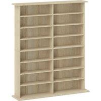 HOMCOM 16-Compartment Media Shelf - Nature Wood Finish