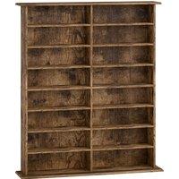 HOMCOM 16-Compartment Media Shelf - Rustic Brown