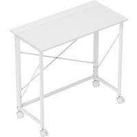 HOMCOM 80 cm Folding Desk on Wheels - White