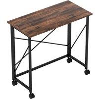 HOMCOM 80 cm Folding Desk on Wheels - Rustic Brown