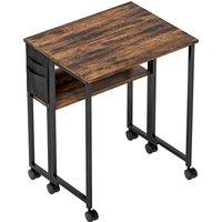 HOMCOM 63 cm Drop Leaf Writing Work Desk - Rustic Brown