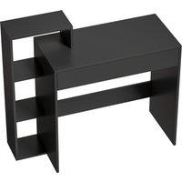 HOMCOM Desk with Storage, Computer Desk with 3 Open Shelves and Drawer, Workstation, Computer Table, Black
