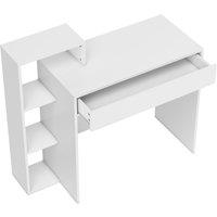 HOMCOM Desk with Storage, Computer Desk with 3 Open Shelves and Drawer, Workstation, Computer Table, White