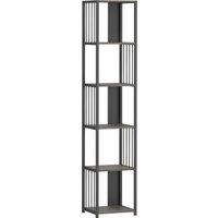 HOMCOM 5-Tier Bookshelf with Steel Frame - Grey