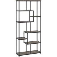 HOMCOM Seven-Tier Geometric Bookcase - Grey/Black