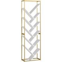 HOMCOM 10 Shelf Modern-Style Bookshelf - Gold Tone/White