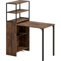 HOMCOM Folding Shelf and Work Table - Brown/Black