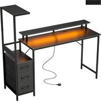HOMCOM 147cm Gaming Desk with Charging Station and Monitor Stand, Computer Table for Home Office with RGB Lights, Black