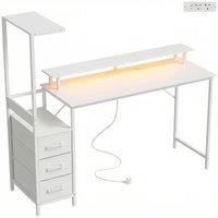 HOMCOM 147cm Gaming Desk with Charging Station and Monitor Stand, Computer Table for Home Office with RGB Lights, White