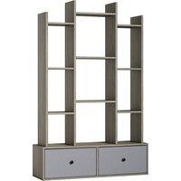 HOMCOM 12 Shelf Storage Unit, with Drawers - Graphite Wood Effect