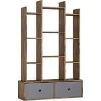 HOMCOM 12 Shelf Storage Unit, with Drawers - Brown