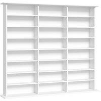 HOMCOM 1032 CD/594 DVD Storage Unit, Blu-ray Media Storage Shelf with 24 Compartments and 18 Adjustable Shelves, White