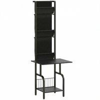 HOMCOM Vinyl Record Player Stand Record Storage with Player Stand Oxford Fabric Pockets Bottom Shelf, Black