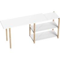 HOMCOM Computer Desk with Storage Shelves Modern Writing Desk Bamboo Frame for Home Office 150 cm White and Oak