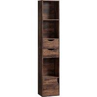 HOMCOM Bookcase with Drawers Adjustable Shelf Bookshelf with 2 Drawers and Cabinet 158 cm Rustic Brown