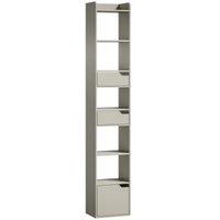 HOMCOM Bookcase Tall Narrow with 5 Tiers and Drawers Freestanding Bookshelf Storage Cabinet for Living Room Grey