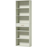 HOMCOM Bookcase Narrow Tall Space-Saving Bookshelf Drawer Open Shelves 60 x 24 x 182 cm Light Green