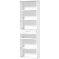 HOMCOM Bookcase Narrow Tall Space-Saving Bookshelf Drawer Open Shelves 60 x 24 x 182 cm White