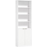 HOMCOM Bookcase Adjustable Shelf Bookshelf Anti-Tip Hardware 6-Tier, White