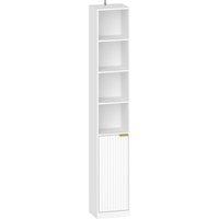 HOMCOM Bookcase Adjustable Shelf Bookshelf Anti-Tip Hardware 6-Tier Storage Cabinet White Wood Effect