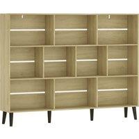 HOMCOM 10-Cube Bookcase, 3-Tier Book Shelf with Solid Wood Legs, 140 cm Modern Bookshelf with Anti-Tip Kit, Oak
