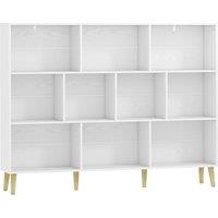 HOMCOM 10-Cube Bookcase, 3-Tier Book Shelf with Solid Wood Legs, 140 cm Modern Bookshelf with Anti-Tip Kit for Bedroom, White
