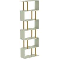 HOMCOM S-Shaped Bookshelf, 5-Tier Bookcase, Freestanding Storage Shelves with Anti-Tip Strap for Living Room, Light Green